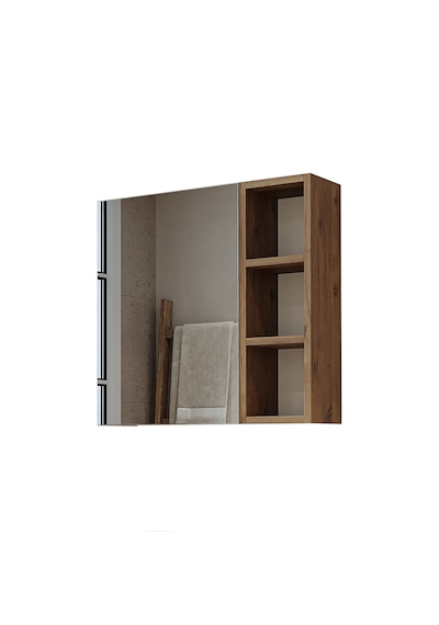 Banyo Dolabı Kulpsuz Tek Kapaklı Atlantik Çam Mdf 65 Cm Aynalı Atlantik Çam