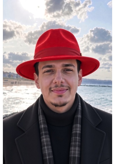 Mollycrush Erkek Mevsimlik Vintage Kırmızı Fötr Şapka Kemerli Şık Keçe Fedora Tasarımı Kırmızı