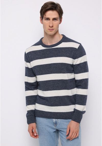 Colin's Colins Regular Fit Yuvarlak Yaka Jakarlı Erkek Lacivert Kazak Cl1077287 Q1.v2 Nav Lacivert