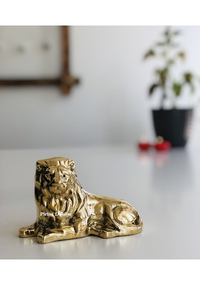 Aslan Pirinç Döküm Dekoratif Obje Biblo