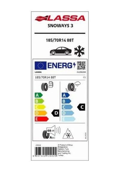 Lassa 185/70R14 Snoways 3 88T Kış Lastiği 2025
