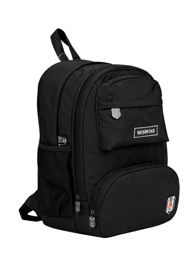 Beşiktaş Lisanslı Logolu Siyah Sırt Çantası - Su İtici Kumaşlı Laptop Bölmeli Okul Çantası