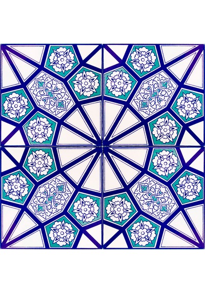 Armada Çini 20x20 Cm Ac 3 A Geometrik Mavi Beyaz Desen Çini Karo