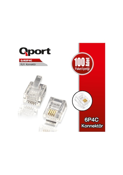 Qport Q-K6P4C Rj11 Telefon Soketi 100 Lü Paket