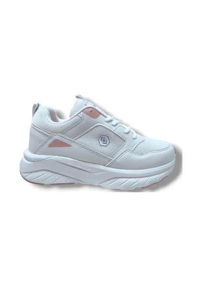 Queen Step 2110-25 Deri Anorak Anatomik Kadın Sneaker Beyaz Pembe Beyaz