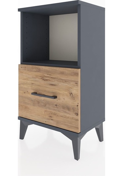 Arges Komodin Tek Çekmeceli 44x30x80 Antrasit-çam Antrasit