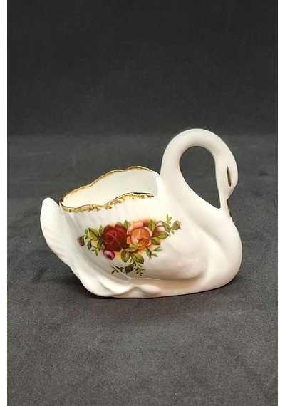 Old Country Roses Bone China Antika Porselen Mini Kuğu Figürü 8x4.5 Cm Turuncu