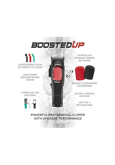 Boosted Up Profesyonel Erkek Saç/sakal Kesme Makinesi, En Yüksek Performans İçin Döner Motorlu, 120 Dakika Pil, Ayar