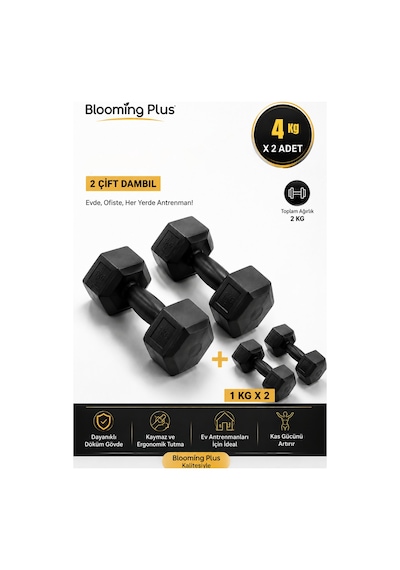 4 Kg Dambıl Seti +1 Kg Toplam 10 Kg