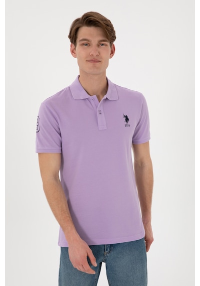 U.S. Polo Assn. Erkek Slim Fit Polo Yaka Lila Basic Tişört 50305929-VR034