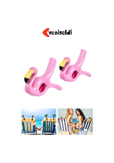 2 Adet Açık Pembe Flamingo Plaj Havlu Mandal Klipsi Güçlü Tutuş Ve Taşınabilir Çok Renkli