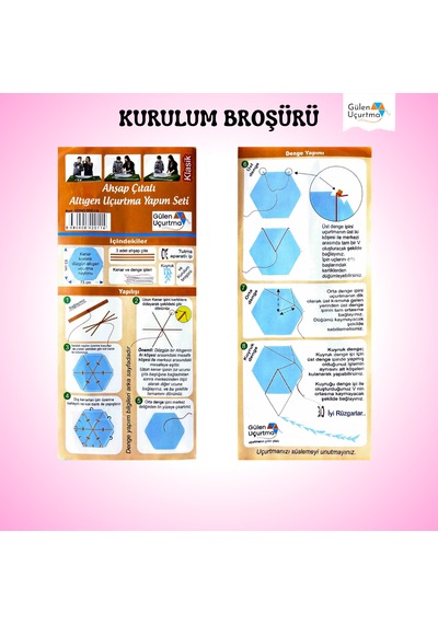 Uçurtma Yapım Seti / Naylon Altıgen / Ahşap Çıtalı / Pembe