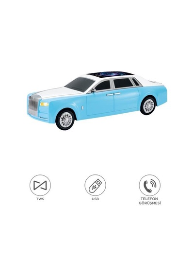 Bluetooth Hoparlör Rolls-royce Görünümlü Araba Led Ekranlı 15w Tws Fm Usb Speaker D82