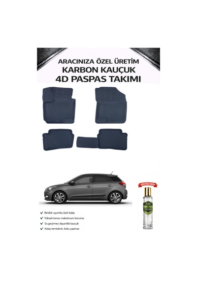 Hyundai İ20 2015 Model Aracınıza Özel Karbon Kauçuk Paspas Takımı