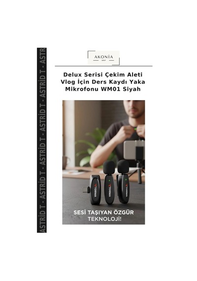 Delux Serisi Çekim Aleti Vlog İçin Ders Kaydı Yaka Mikrofonu Wm01 Siyah