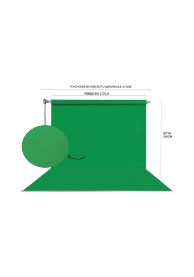 Hs Stüdyo Teknik 270x580cm Yeşil Fon Perde Seti