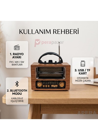 Nns Ns-6637bt Nostaljik Ahşap Radyo Bluetooth Usb Ve Micro Kart Destekli 1200mah Şarjlı Pilli Taşınabilir Kamp Radyosu Altın