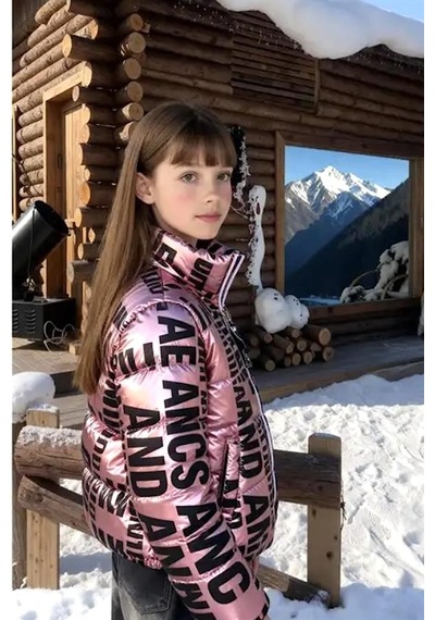 Genel Kız Çocuk Pembe Parlak Yazılı Şişme Mont
