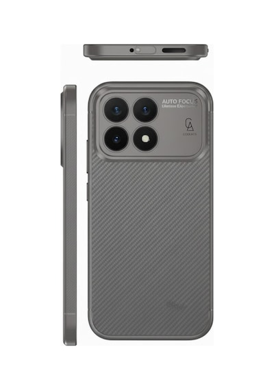 Xiaomi Poco F8 Pro Uyumlu Kılıf Karbon Tasarım Kamera Korumalı Silikon Telefon Kılıfı Kapak Gri