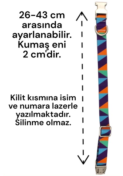 Caramelos İsimli Köpek Tasması, Köpek Künyesi, Köpek İsimlik 240 Mavi - Mor