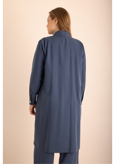 Aker Lacivert Beli Bağcıklı Cotton Tunik Lacivert Lacivert