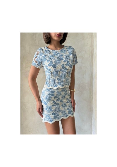 Verymoda Dantel Bluz D2768 Mavi