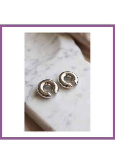 Bezos 316l Çelik Gümüş Renk Çiftli Earcuff Küpe Rengaren