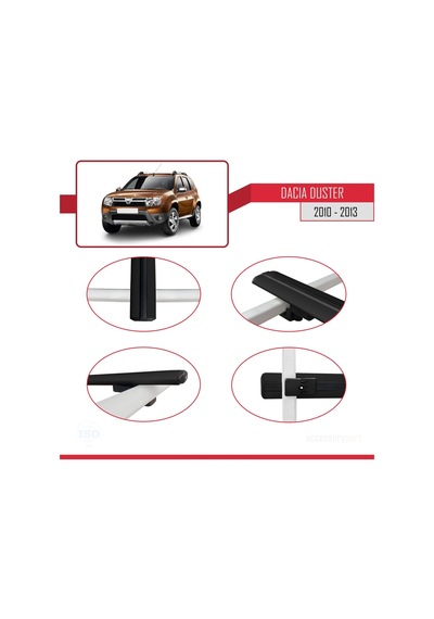 Dacia Duster 2010-2013 Arası İle Uyumlu Basic Model Ara Atkı Tavan Barı Siyah 3 Adet