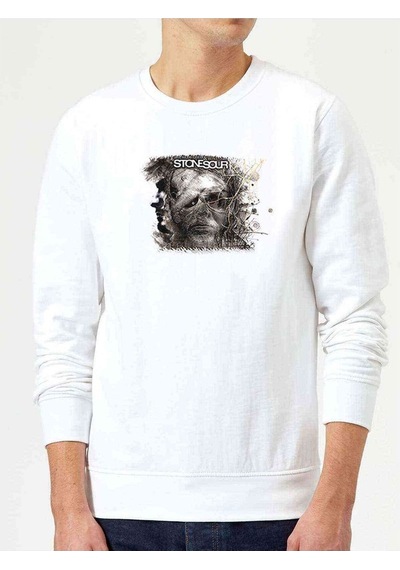 Stone Sour Baskılı Beyaz Erkek Örme Sweatshirt