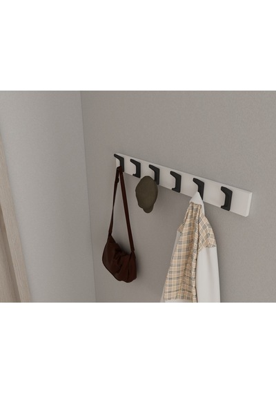 Hepsi3boyutlu Modern Duvar & Kapı Kanca Askılık - 6 Adet Siyah Kanca Askılık - Model No : 2 Siyah