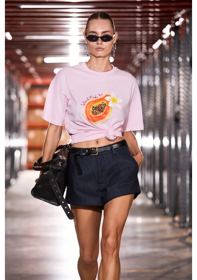 Grımelange Cassıane Kadın Bisiklet Yaka Kısa Kollu Ön Ve Arka Baskılı Regular Pembe T-shirt Grımelange Cassıane Kadın Bisiklet Yaka Kısa Kollu Ön Ve Arka Baskılı Regular Pembe T-shirt