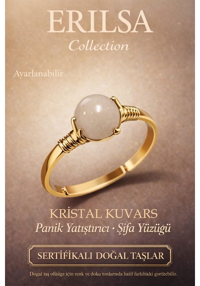 Sertifikalı Panik Yatıştırıcı  Yüzüğü Kristal Kuvars Ayar Çok Renkli