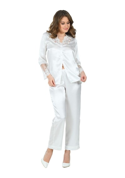 Sistina Bayan Beyaz Penye Çeyizlik 6' lı Set - 1500 Mor