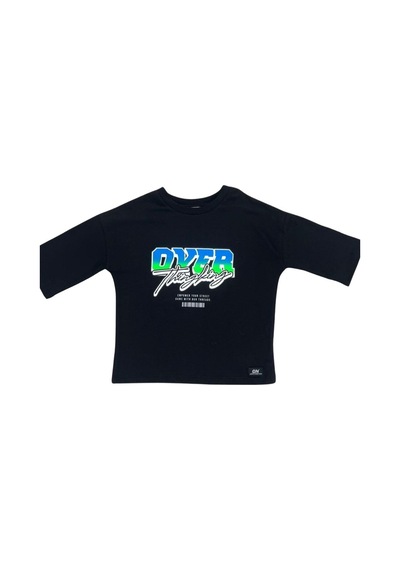 New Kids Baskılı %100 Pamuk Kız Çocuk Tişört-90491 Siyah