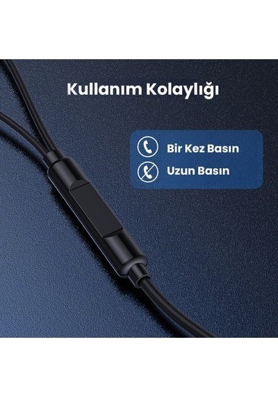 Aut122 3.5mm Kulak Içi Kablolu Kulaklık A369 Derin Bas Ve Net Ses Kalitesi Mikrofonlu - Siyah Çok Fonksiyonlu