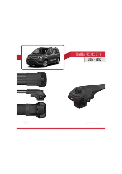 Toyota Proace City 2019-2022 Arası İle Uyumlu Ace-1 Ara Atkı Tavan Barı Siyah 4 Adet Bar