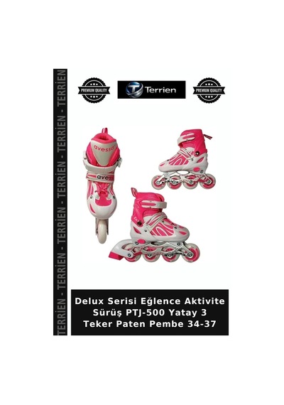 Delux Serisi Eğlence Aktivite Sürüş Ptj-500 Yatay 3 Teker Paten Pembe 34-37
