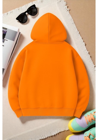 Uyguntarz Unisex Eriyen Kalpler Tasarım Basklı Sweatshirt Turuncu
