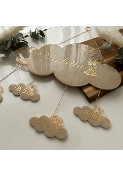 Epoksi Bulut Baby Shower Kapı Süsü Kalıp Şeffaf