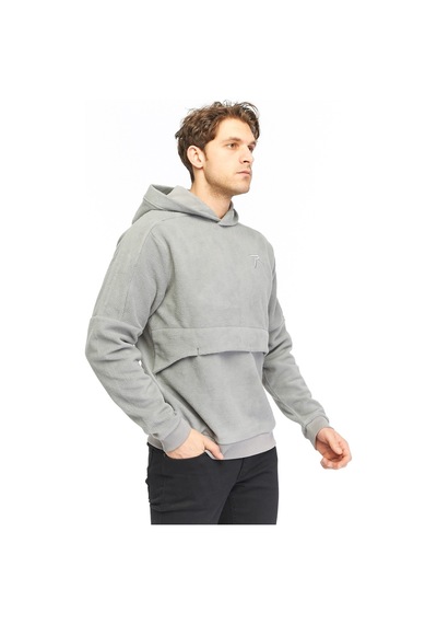 Raru Erkek Kapüşonlu Polar Sweatshirt Dıves Gri