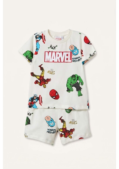 Defacto Marvel Lisanslı Comıcs 2li Şortlu Ecru Pijama Takımı Erkek Bebek H8237a526hser118 Ekru-er118