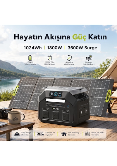 Initial Entropy Energy P1800 1024Wh-1800W (3600W Max) Taşınabilir Güç Kaynağı LiFePO4 Full Paket Power Station