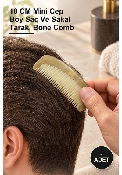 1 Adet Kemik Tarak 10 Cm Mini Cep Boy Saç Ve Sakal Tarak, Bone Comb