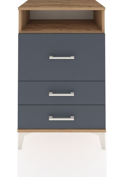 Hyperion Komodin Tek Raflı 3 Çekmeceli 60x44x96 Çam-antrasit Çam