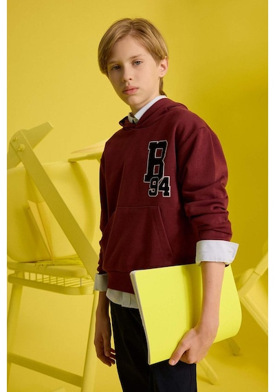 Defacto Erkek Çocuk Oversize Geniş Kalıp Kapüşonlu Okul Sweatshirt F2714a825aubr194 Bordo