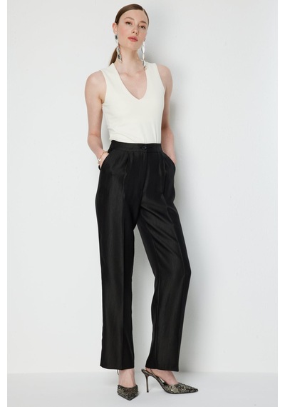 Ekol Kadın Yüksek Bel Tek Pile Pantolon 1274 Siyah