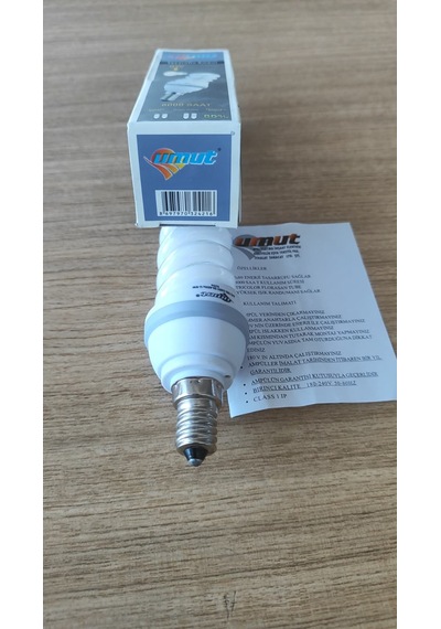 Umut 9w E14 Duy Spiral Tasarruflu Ampul 6700k Beyaz Işık 8000 Saat Ömür