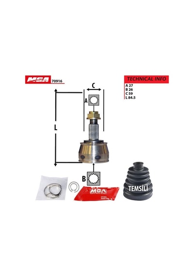 MGA 70916 Aks Kafası Dış Doblo Maxi 10- 1.6 Mjt