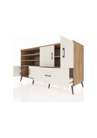 Kronos Konsol 5 Raflı Tek Çekmeceli 4 Kapaklı 176x59x99 Çam-aytaş Çam-aytaşı