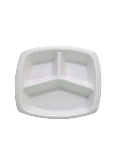 Dağyüce Tek Kullanımlık Köpük 3 Bölmeli Tabldot Köpük Tabak - 23.5x25 Cm. - 10 Adetlik 5 Paket 15x9